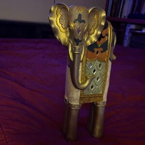 Gold and Multicolor Elephant Figurine